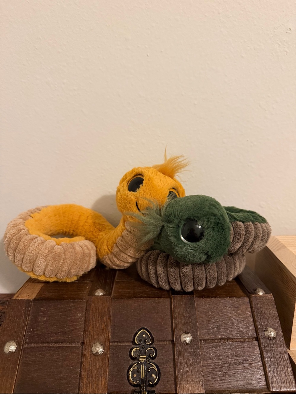 Rare Tan and Green Jellycat Plush Wiggly Worm Snake Stuffed Animal Toy Lovey